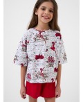 Комплект трикотажный для девочек: фуфайка (футболка), шорты multicolor