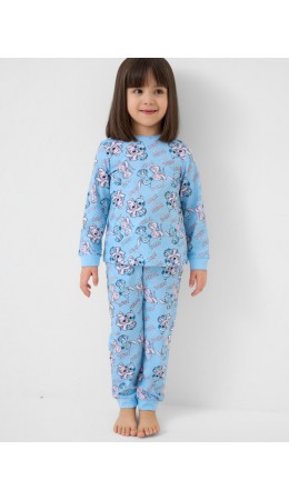 Пижама трикотажная для девочек голубой,светло-розовый