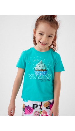 Фуфайка трикотажная для девочек (футболка) turquoise