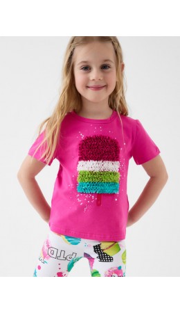 Фуфайка трикотажная для девочек (футболка) pink