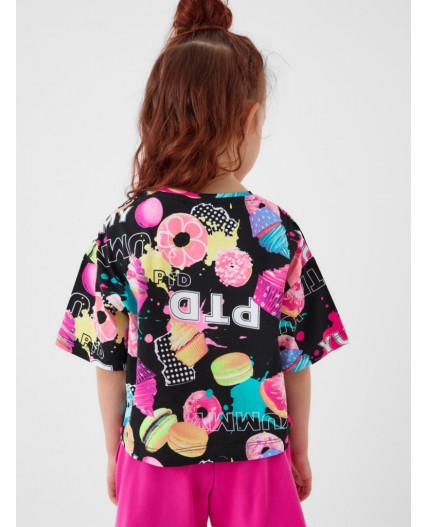 Фуфайка трикотажная для девочек (футболка) multicolor