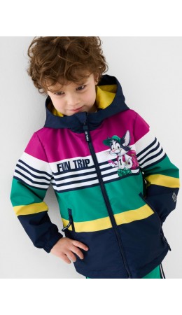 Куртка текстильная с полиуретановым покрытием для мальчиков (ветровка) white, dark blue