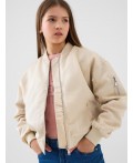 Куртка текстильная для девочек (бомбер) beige