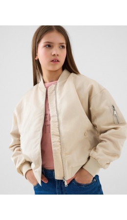 Куртка текстильная для девочек (бомбер) beige