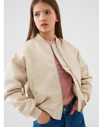Куртка текстильная для девочек (бомбер) beige