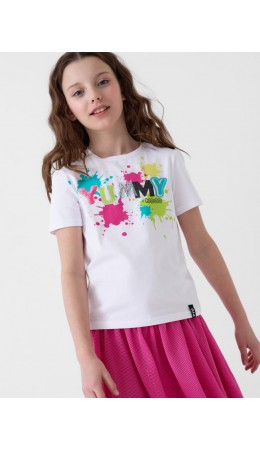 Фуфайка трикотажная для девочек (футболка) white