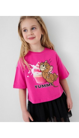 Фуфайка трикотажная для девочек (футболка) pink
