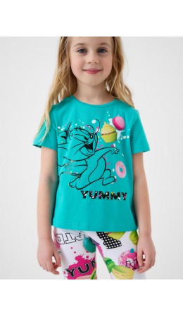 Фуфайка трикотажная для девочек (футболка) turquoise