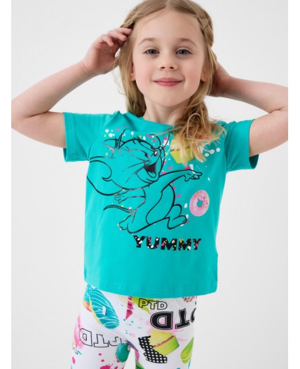 Фуфайка трикотажная для девочек (футболка) turquoise