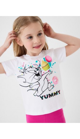 Фуфайка трикотажная для девочек (футболка) white