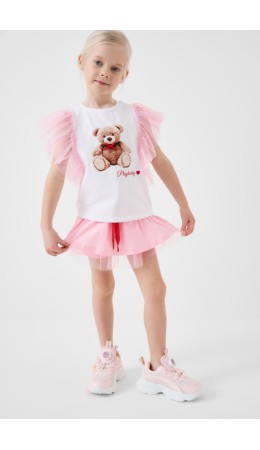 Юбка-шорты трикотажные для девочек pale pink