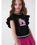 Джемпер трикотажный для девочек (футболка) black