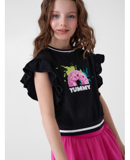 Джемпер трикотажный для девочек (футболка) black