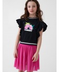 Джемпер трикотажный для девочек (футболка) black