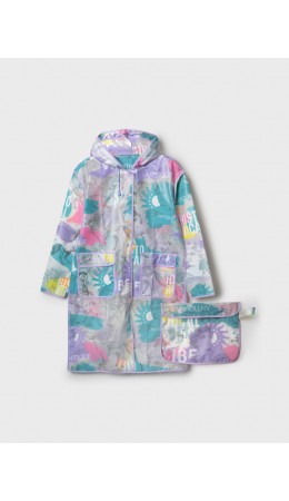 Плащ из полимерного материала для девочек (дождевик) разноцветный