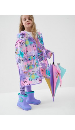 Плащ из полимерного материала для девочек (дождевик) разноцветный