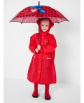 Плащ из полимерного материала для девочек (дождевик) красный