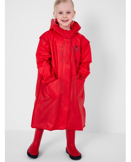 Плащ из полимерного материала для девочек (дождевик) красный