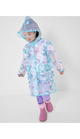 Плащ из полимерного материала для девочек (дождевик) разноцветный