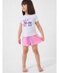 Пижама текстильная для девочек white, pink