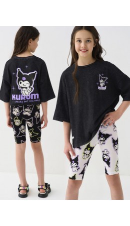 Брюки трикотажные для девочек (легинсы укороченные), 2 пары в комплекте разноцветный