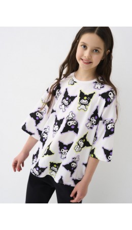 Фуфайка трикотажная для девочек (футболка) разноцветный