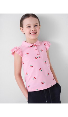 Джемпер трикотажный с воротником поло для девочек multicolor