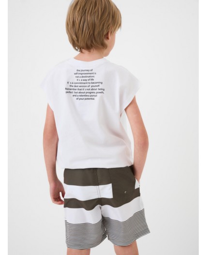 Шорты текстильные плавательные для мальчиков, длинные white, dark green