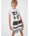 Шорты текстильные плавательные для мальчиков, длинные white, dark green