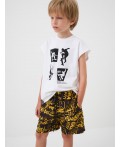 Шорты текстильные плавательные для мальчиков, длинные yellow, black