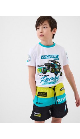 Шорты текстильные плавательные для мальчиков, средней длины white, light green