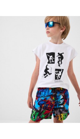 Шорты текстильные плавательные для мальчиков, средней длины multicolor