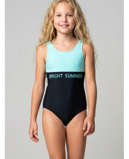 Купальник трикотажный для девочек black, light blue