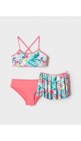 Комплект трикотажный для девочек: купальный костюм, юбка разноцветный