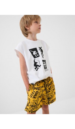 Шорты текстильные плавательные для мальчиков, длинные yellow, black