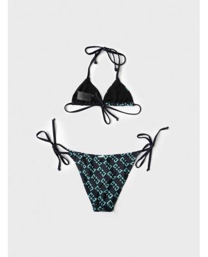 Купальный костюм трикотажный для девочек black, light green, double black