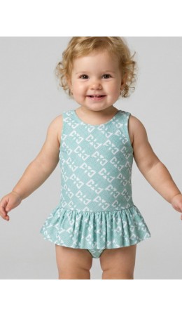 Купальник детский трикотажный для девочек white, light green