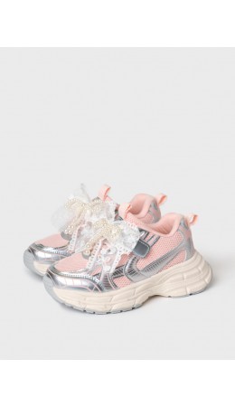 Полуботинки для девочек розовый,серебряный