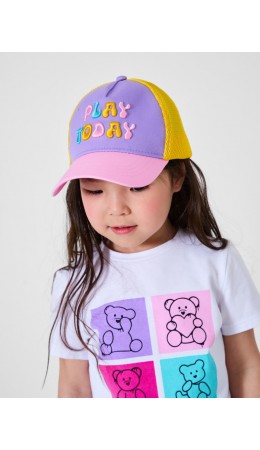 Кепка текстильная для девочек lilac, pink, yellow