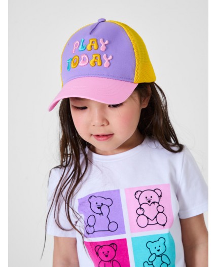 Кепка текстильная для девочек lilac, pink, yellow