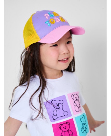 Кепка текстильная для девочек lilac, pink, yellow