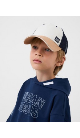 Кепка текстильная для мальчиков white, beige, dark blue