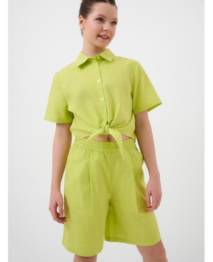 Комплект текстильный для девочек: рубашка, шорты light green