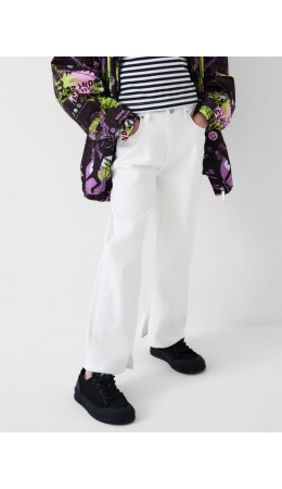 Брюки текстильные джинсовые для девочек white