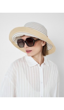 Шляпа текстильная для женщин beige, white