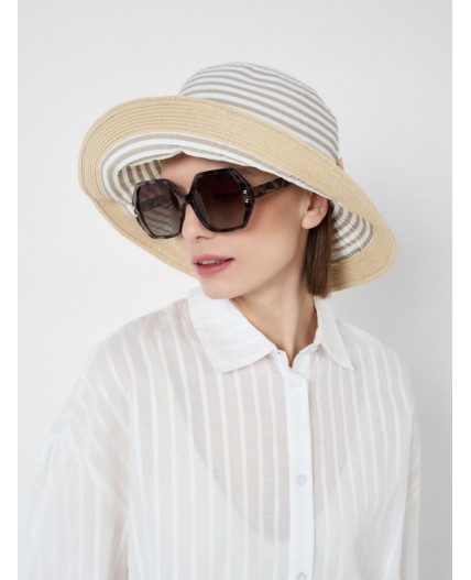 Шляпа текстильная для женщин beige, white