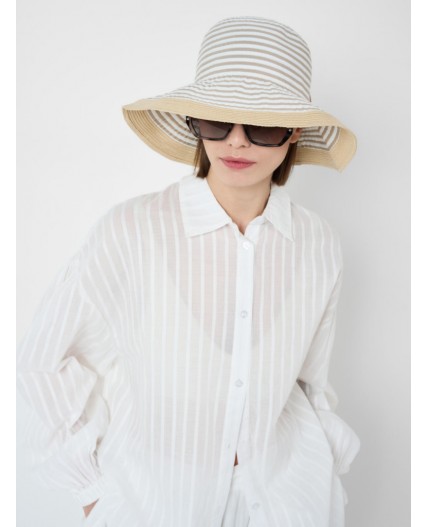 Шляпа текстильная для женщин beige, white