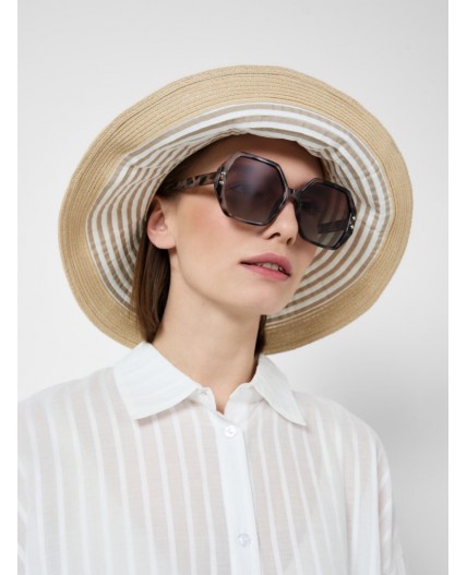 Шляпа текстильная для женщин beige, white