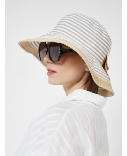 Шляпа текстильная для женщин beige, white