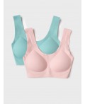 Топ (бра) трикотажный для девочек, 2 шт в комплекте green, pale pink